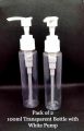 Pack of 12 - Empty Plastic Pump Bottles Transparent Bottle with White Pump 100ml Travel Size Lotion Pump Bottle for Oil / Hair Oil Empty Bottle Pump Refillable Bottle for Shampoo, Hand Wash, Lotion and Cosmetic Makeup Bottles. 