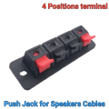 4-Position Audio Speaker Terminal Block – Spring Loaded Push-In Jack | Wire Connector Clip for DIY Amplifier & Speakers. 