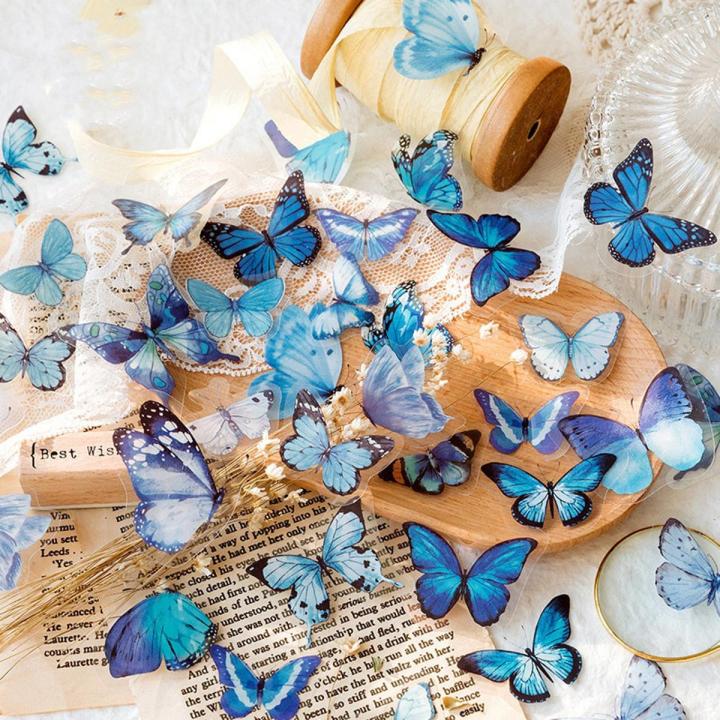 80 Pcs Elegant Butterfly Stickers PET Transparent Decorative Decals For Phone Laptop Waterbottle Planner Diary Journal Scrapbook