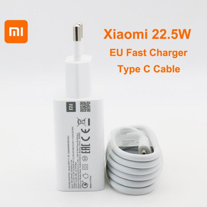 Original Xiaomi Mi 22.5W Fast Charger EU Power Adapter 100cm Type C Cable For Mi 10 9 9t 8 SE CC9 A3 Mix Redmi Note 7 K20 pro
