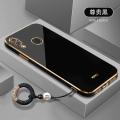 For Huawei Nova 3i Back Cover with Non-Slip Rope Pull Ring Shiny Plating Square Bumper Protective Case Camera Lens Protection Soft Silicone Shockproof Mobile Phone Cases. 