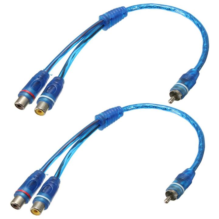 2x RCA Phono Y Splitter Lead Adapter Cable 1 Male To 2 Female Car Connector 30cm