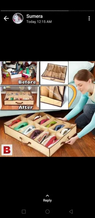 12%20Pairs%20of%20Shoes%20Under%20Bed%20Shoe%20Organizer%20Bag%20Hard%20Solid%20Fabric%20with%20Clear%20Plastic%20Zip%20Cover%20Store%20up%20to%20-%20Image%207