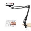 Overhead Tripod  Articulating Arm Phone Holder mount, Lazy tripod Video Webcam Arm Stand for Baking Crafting Demo Videos/Live Streaming makeup sketching vlog or blog tripod stand. 