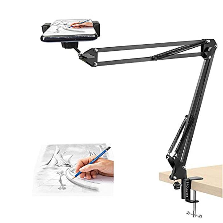 Overhead Tripod  Articulating Arm Phone Holder mount, Lazy tripod Video Webcam Arm Stand for Baking Crafting Demo Videos/Live Streaming makeup sketching vlog or blog tripod stand