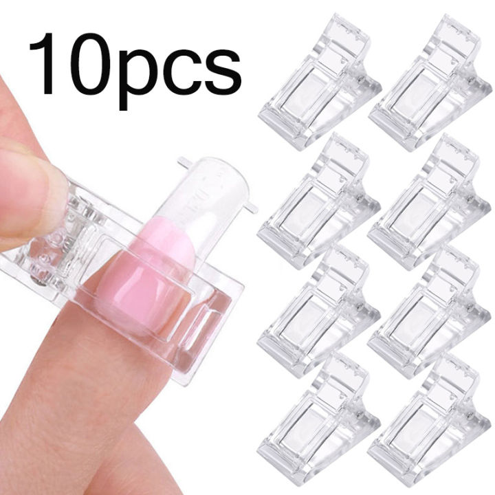 10-Piece Poly Gel Nail Extension Kit with LED Builder Clamps Manicure Nail Art Tools - Quick Easy Nail Forms Clips Feeoi Freeio