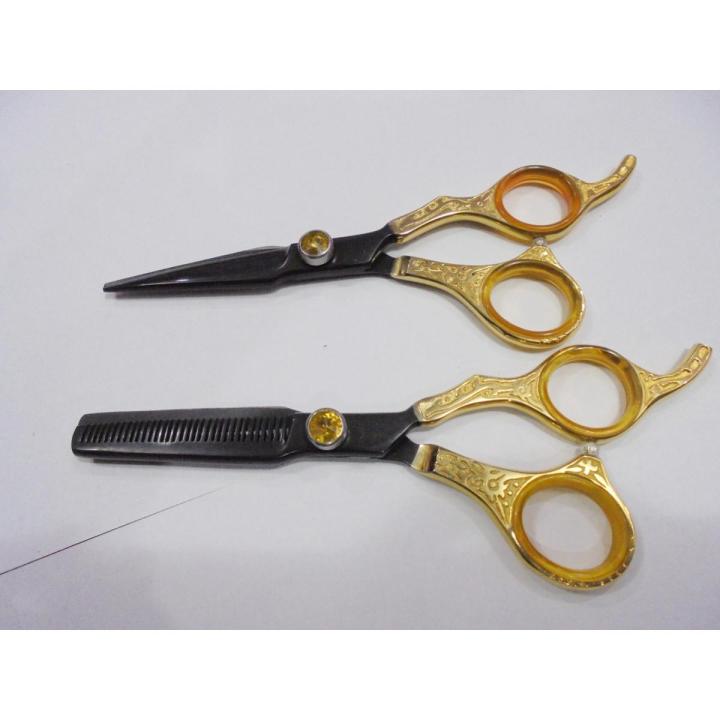 Fancy Golden Scissors, Barber Scissors & thinning scissors Salon Scissors hair scissors hairdressing scissors High tampered