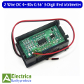 2 Wire DC 4v-30v 3 Digit digital display voltage meter 0.56 inch digital voltmeter indication Red display by Electrica. 