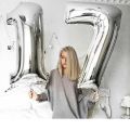 32 Inches Big Size Numeric Balloons Silver 32 Inches - Silver Foil Balloon Birthday Wedding party Decoration customized Name Balloon Available 0 to 9. 