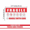 CuztomCraft 3.5 x 2 Inches Fragile Stickers Handle with Care Warning Packing Shipping Label - Permanent Adhesive for Personal Bag, Mailing Packages Pack of  10/50/100/1000. 