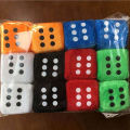 DENOSWIM 6CM Soft Dice Plush Toys Fun Games Props Party Supplier Kids Doll Fuzzy Dice Dots Bag Pendant. 