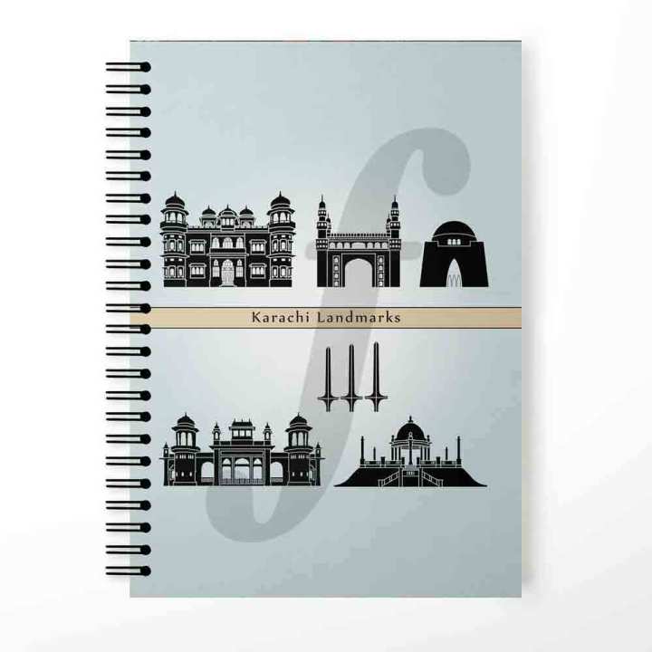 Karachi City Design Spiral Notebook Printed Customized Notebooks for University College and Best for Students cute Notebooks by Favourite Plus