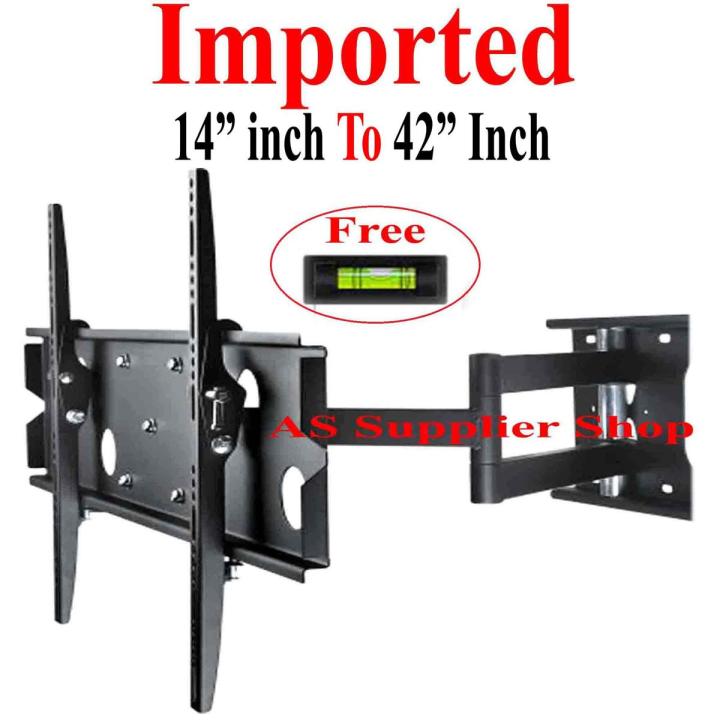 Imported 14 Inch To 42 Inch Universal LCD LED TV Adjustable Wall Bracket Wall Mount Wall Stand Movable Wall Bracket Mount Stand Corner Wall Bracket Mount Stand Moving Wall Bracket Mount Stand 180 Degree Swivel Rotated Arm Wall Bracket Mount Stand