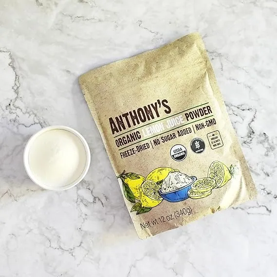 Anthony's Organic Lemon Juice Powder, 12 ounce, Freeze Dried, Cold Pressed, No Sugar Added, Gluten Free, Non GMO