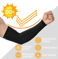 1 Pair Sun Protection Compression Arm Sleeves for Men/Women/Students - Skin Cancer Foundation Arm Sleeves - Tattoo Cover Up - Cooling Sports Sleeve for Basketball Golf Football (Black). 