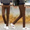 Black khaki pants casual chinos slim elastic stretch skinny men trousers Spring. 