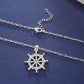 Fishhook Ship Boat Rudder Necklace Sail Pirate Explore Chain Steering Wheel Gift For Man Woman Kid Boy Crystal Zircon Jewelry. 