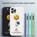 Hontinga for Xiaomi Poco X3 GT Case Side Design Phone Cover Cartoon Moon Astronaut Case Square Edge Pattern Liquid Silicone Trend Cover. 
