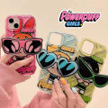 100% Quality+COD Cartoon The Powerpuff Girls Phone Case with Sunglasses Stand Cute for iphone cover for 14 13 12 11 Pro Max X XR Xs Max cellphone casing boutique case. 