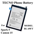 TECNO BL-49FT Battery Replacement For SPARK 5_Camon 15 Pro with 5000mAh Capacity-Black. 