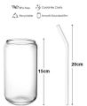 Round Glass Tumbler Can with Glass Straw and Lid Glass Sipper with Straw for Fruit Juice Milk Mug. 