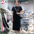 【ALLGOOD】Short-sleeved T-shirt skirt women's summer long knee-length loose large size women's new mid-length dress lazy skirt. 