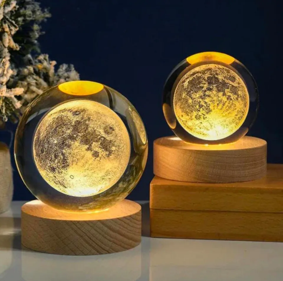 3D Crystal Ball Lamp - Gift Festival USB LED Night Light, Galaxy Crystal Ball Lamp, 3D Planet Moon Lamp, Home Decoration -  Crystal Ball 3D Night Light