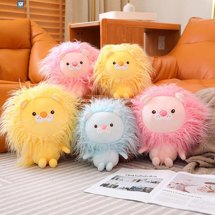 Childrenworld Lion Stuffed Toy Colorful Fluffy Hair Lion Plush Doll Soft Stuffed Animal Pillow for Kids Home Decor Perfect Gift for Girls Birthday Christmas Skin-friendly Lion Plushie