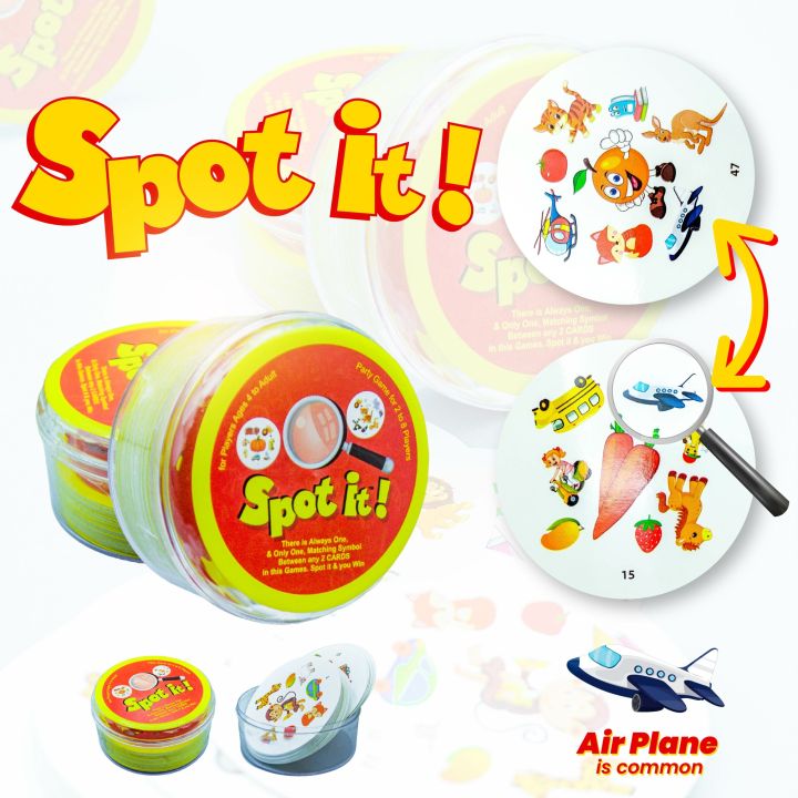 Spot It Card Game in Plastic Case Family Fun Game 46 cards Object learning and recognize game
