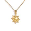 【IKE】Sun Necklace Stainless Steel Plated Dainty Gold Chain Sun Pendant For Charm Women Birthday Party Fashion Jewelry. 