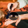 Tibetan Singing Bowl Set with New Dual End Stroker Cushion for Meditation Yoga Spiritual Healing Mindfulness,Black. 