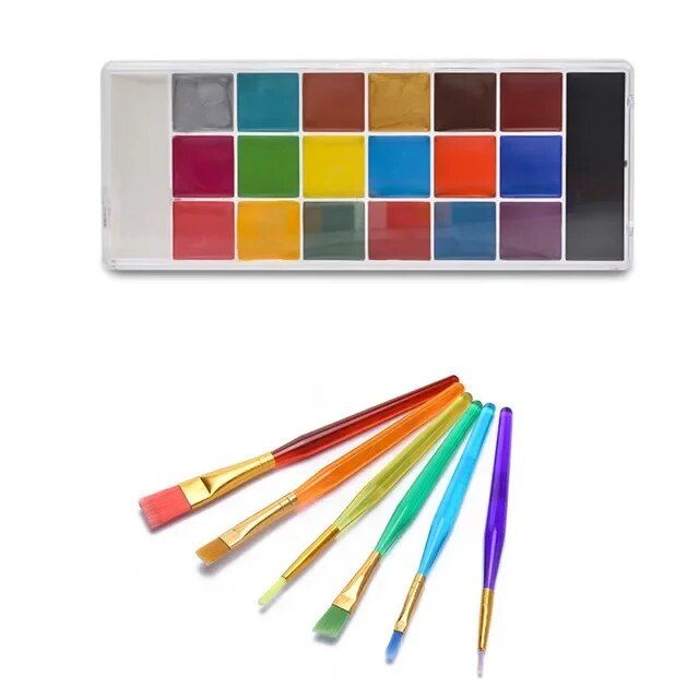 6PCS colorful nylon FACE painting watercolor oil paint brush set artists children students painting supplies brushes make up
