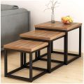 Cherry Tree Furniture CLIVE Walnut Nesting Tables | Elegant Nest of 3 Tables | Versatile 3-Piece End Tables for Living Room | Square Shaped Tables with Supportable Stands | High-Quality Living Room Furniture | Smooth and Durable Surface |Furniture Experts. 