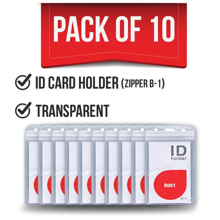 Pack of 10 Transparent Zipper ID Card Holders – A-1 Size, Waterproof ...