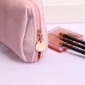 Makeup Bag Cosmetics Storage Bag Velvet Zipper Hand Bag Korean Double-Layer Bag Large Capacity Bag. 