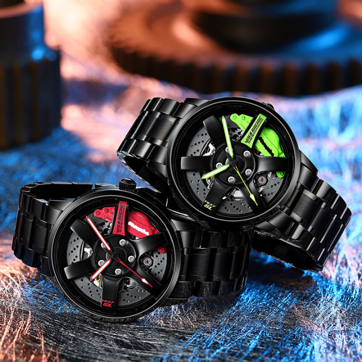 "Men's%20Rotating%20Rim%20Watch%20-%20Automatic%20Sport%20Watch%20with%20Wheel%20Rim%20Design%20%7C%20Waterproof%20&%20Stylish",Car%20Wheel%20Rim%20Hub%20Design%20Sport%20Automatic%20Wristwatch%20-%20Image%203