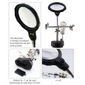 Imported Quality Welding Magnifying Glass 2 LED Auxiliary Clip Magnifier 3 In 1 Hand Soldering Solder Iron Stand Holder Station Soldering Helping Hand Soldering Stand Mobile Repairing Accessories TE 801. 