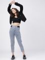 SPRINTER   Tokyo Talkies Women Black Solid Denim Jacket. 