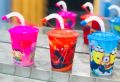 Kids Juice Glass/Cups with straw different designs/cartoon characters. 