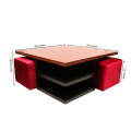 Bernard Center Table (Wooden Top) with two Poufs. 