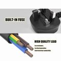Power Cable for Computer/Monitor  with Fuse BRAND NEW 100% ORIGNAL PRODUCT 8 FEET LONG BLACK , UK PLUG Desktop PC Power Cable with Fuse, 3 Pin IEC C13 Computer Power Lead for TV, Printer & SMPS. 