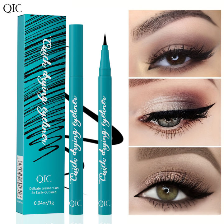 Amazon Makeup QIC Green Box Eyeliner Waterproof Non-Smudging Quick Drying Hard Tip Liquid Eyeliner Pen European and American Cosmetics