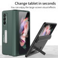 Biruiqu For Samsung Galaxy Z Fold 3 5G Case Hinge Protection Magnetic Case Ultra Thin PC Silicone 360-degree All-Inclusive Hinge Folding Automatic Recovery Magnetic Suction Cover. 
