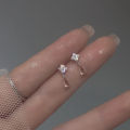 CUANFEN 925 Silver Needle Shiny Zircon Stud Earrings Women Style Cute Sweet Jewelry Accessories Simple Fashion Jewelry Accessories. 