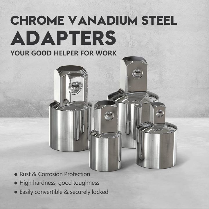 4 Pcs Square Impact Socket Adapters Converter Reducer Sets 1/4 Inch, 3/8 Inch, 1/2 Inch Ratchet Socket Set