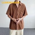 Men Button-up Shirt Men's Hollow Out See-through Shirt Retro Style Streetwear Club Party Top Men Loose Fit Shirt. 