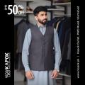 Kapok Anchor Grey V-Shaped Waistcoat for Men. 