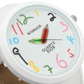 Women Big Case Pointer Soft Faux Leather Strap Quartz White Pencil Wrist Watch. 