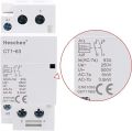 Heschen Household AC Contactor, CT1-63, 2 Pole Two Normally Open, AC 220V/240V Coil Voltage, 35 mm DIN Rail Mount. 