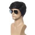 Fashion Wig Short Black Male Straight Synthetic Wig for Men Hair Fleeciness Realistic Natural Black Toupee Wigs. 
